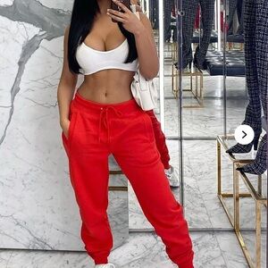Fashion Nova Red Track Pants